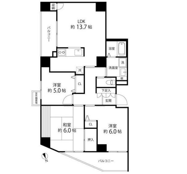 江東区南砂のマンションの間取り