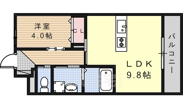 京都市南区吉祥院嶋笠井町のアパートの間取り