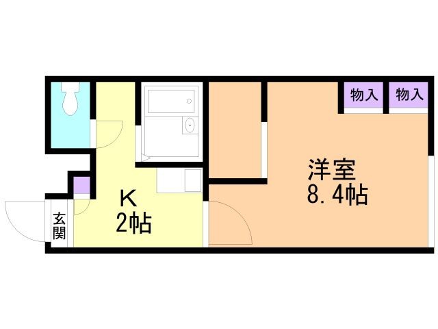 函館市上湯川町のアパートの間取り