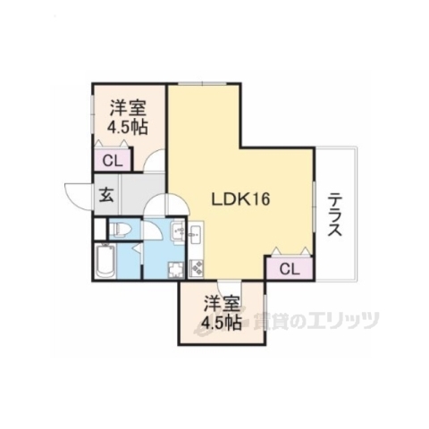 枚方市南楠葉のマンションの間取り