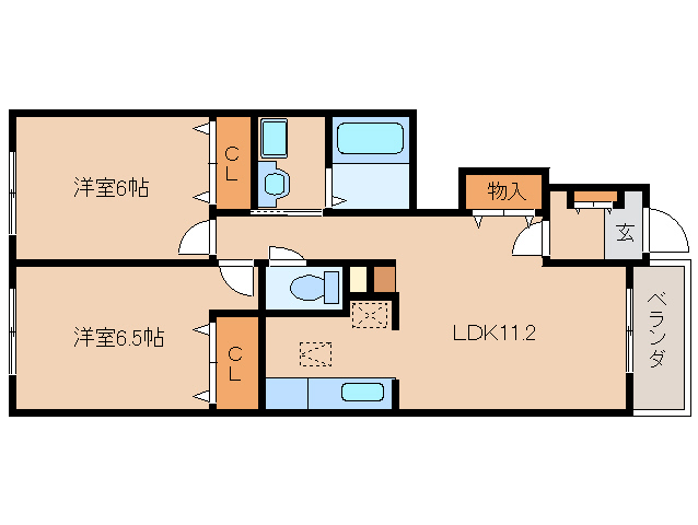 生駒市小平尾町のアパートの間取り