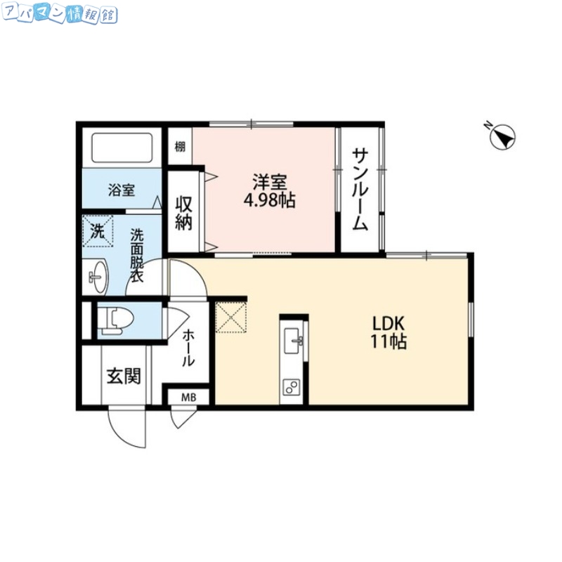 新潟市中央区八千代のアパートの間取り