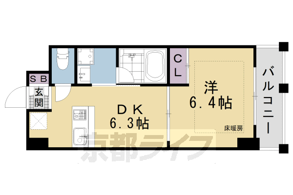 京都市下京区西七条掛越町のマンションの間取り