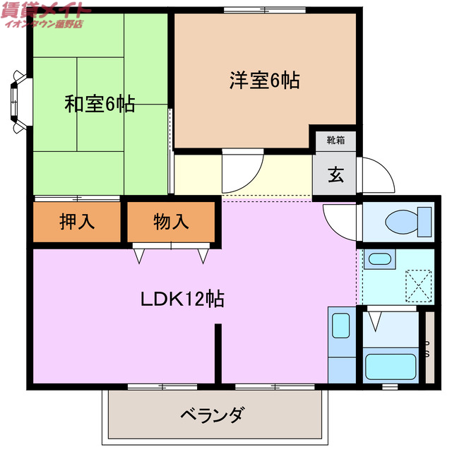 四日市市山城町のアパートの間取り