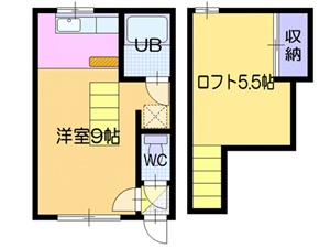 札幌市東区中沼西四条のアパートの間取り