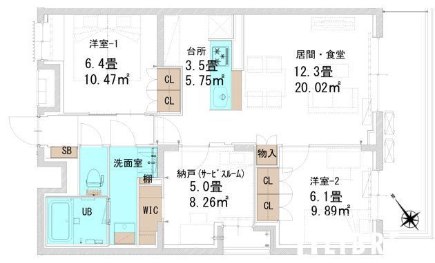 昭島市中神町のマンションの間取り