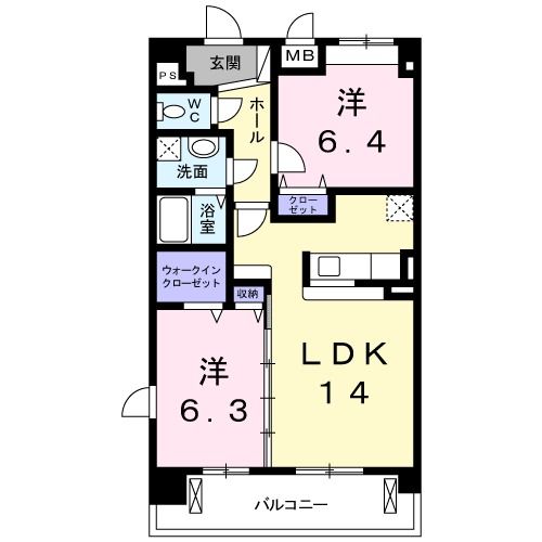 静岡市駿河区大和のマンションの間取り