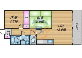 大阪市西区千代崎のマンションの間取り