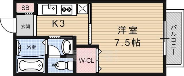 京都市山科区上野御所ノ内町のアパートの間取り