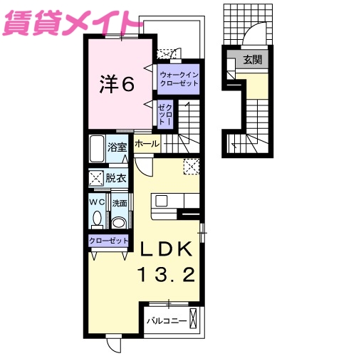 松阪市中林町のアパートの間取り