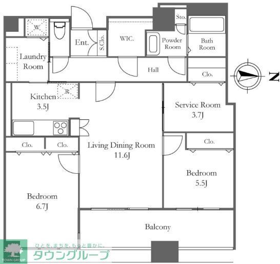 中央区佃のマンションの間取り