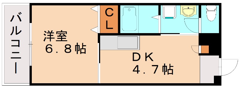 福岡市博多区元町のアパートの間取り