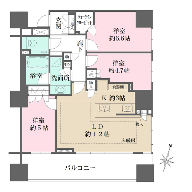 世田谷区桜新町のマンションの間取り