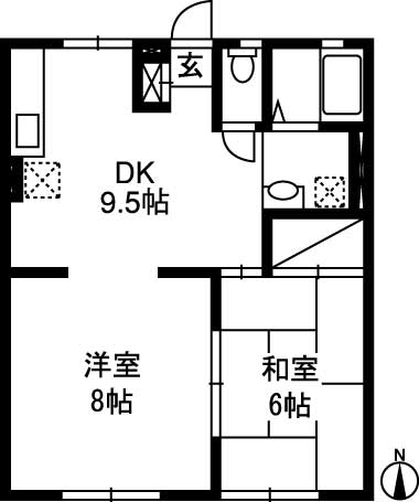 かすみがうら市稲吉東のアパートの間取り