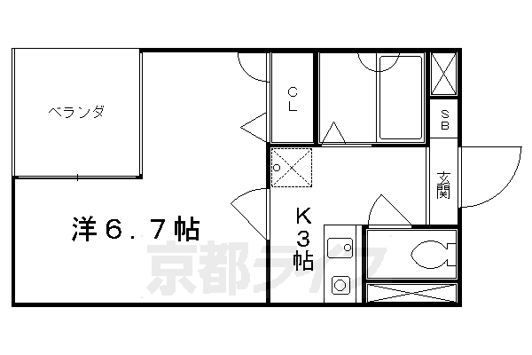 京都市右京区太秦中筋町のマンションの間取り