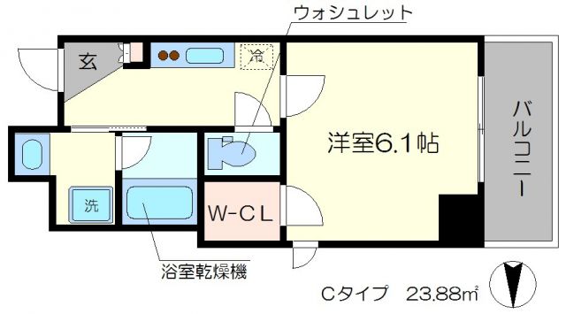 京都市下京区西七条北衣田町のマンションの間取り