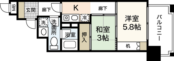 広島市中区大手町のマンションの間取り