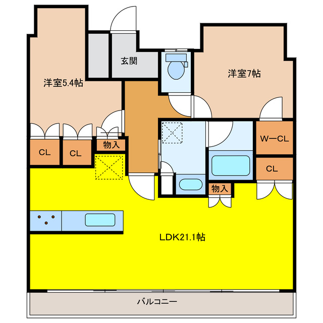 岐阜市徹明通のマンションの間取り