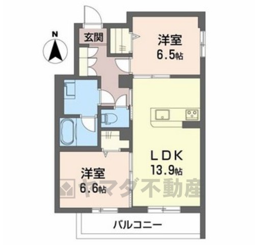 箕面市瀬川のマンションの間取り