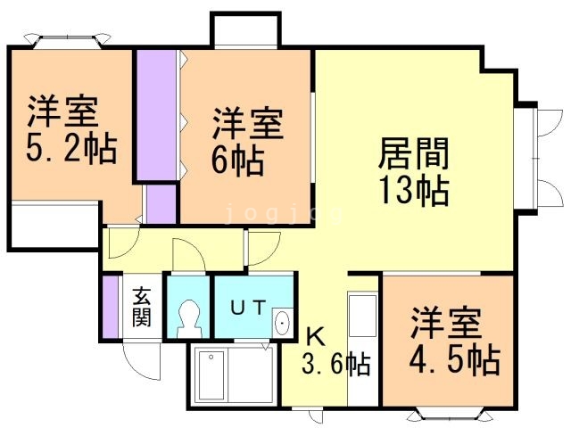 【札幌市東区北三十四条東のアパートの間取り】