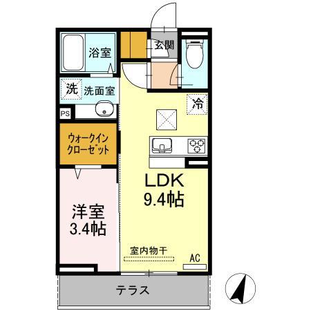 山形市みはらしの丘のアパートの間取り