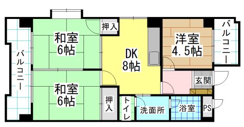 京都郡苅田町尾倉のマンションの間取り