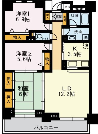 荒川区西日暮里のマンションの間取り