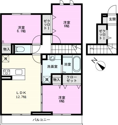 大枝Ｄ-ＲＯＯＭ　Ｂ棟の間取り