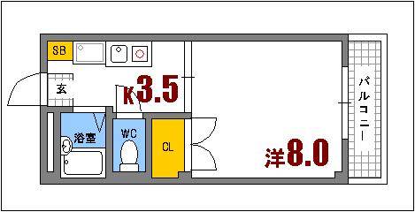 安芸郡海田町新町のアパートの間取り