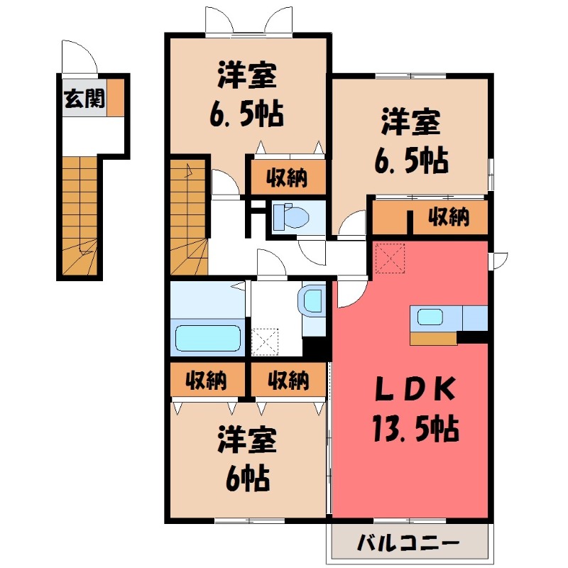 古河市東牛谷のアパートの間取り