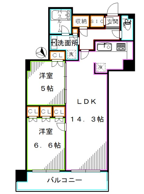 中野区東中野のマンションの間取り