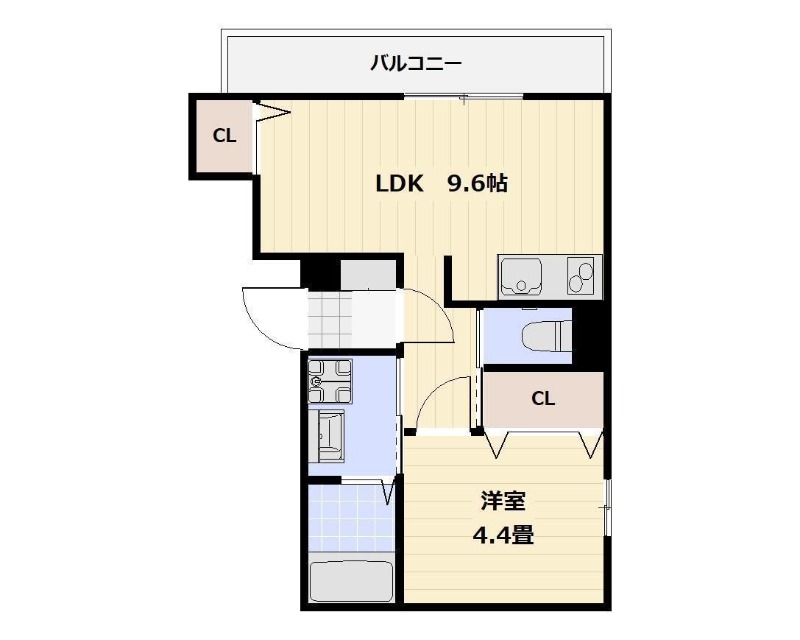 岡山市北区庭瀬のアパートの間取り