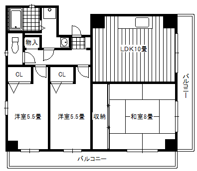 熊本市東区健軍本町のマンションの間取り