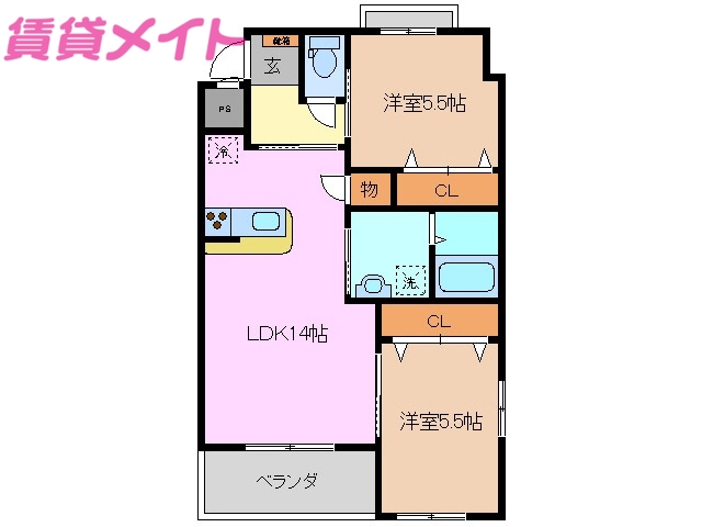 四日市市大字茂福のマンションの間取り