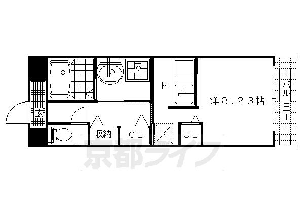 京都市右京区鳴滝松本町のマンションの間取り