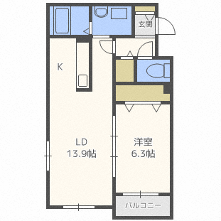 札幌市中央区南二十一条西のマンションの間取り