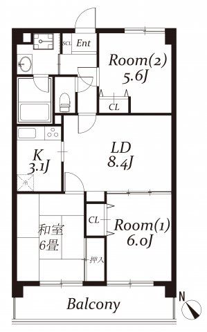 坂戸市薬師町のマンションの間取り