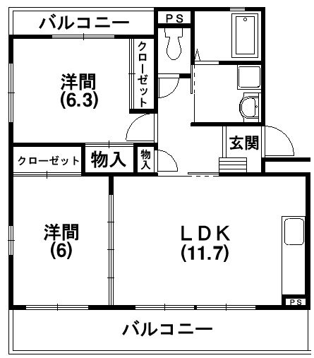 【浜松市中央区舞阪町浜田のマンションの間取り】