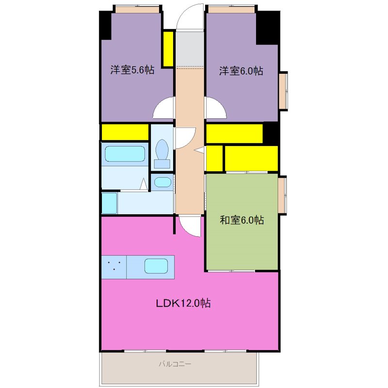 サーパスシティ新屋敷二番館の間取り