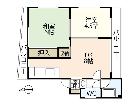 広島市中区東白島町のマンションの間取り