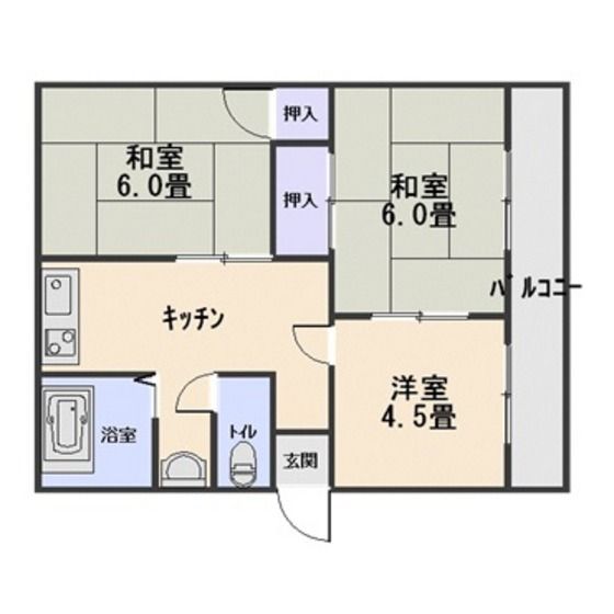 熊本市南区南高江のマンションの間取り