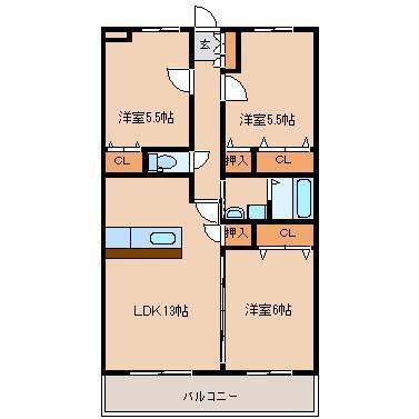 リアン花ヶ島の間取り