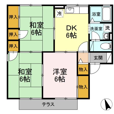 豊橋市牛川薬師町のアパートの間取り