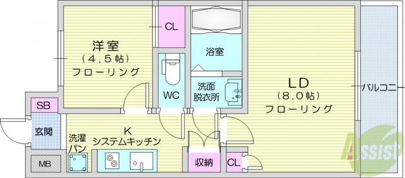 仙台市太白区長町のマンションの間取り