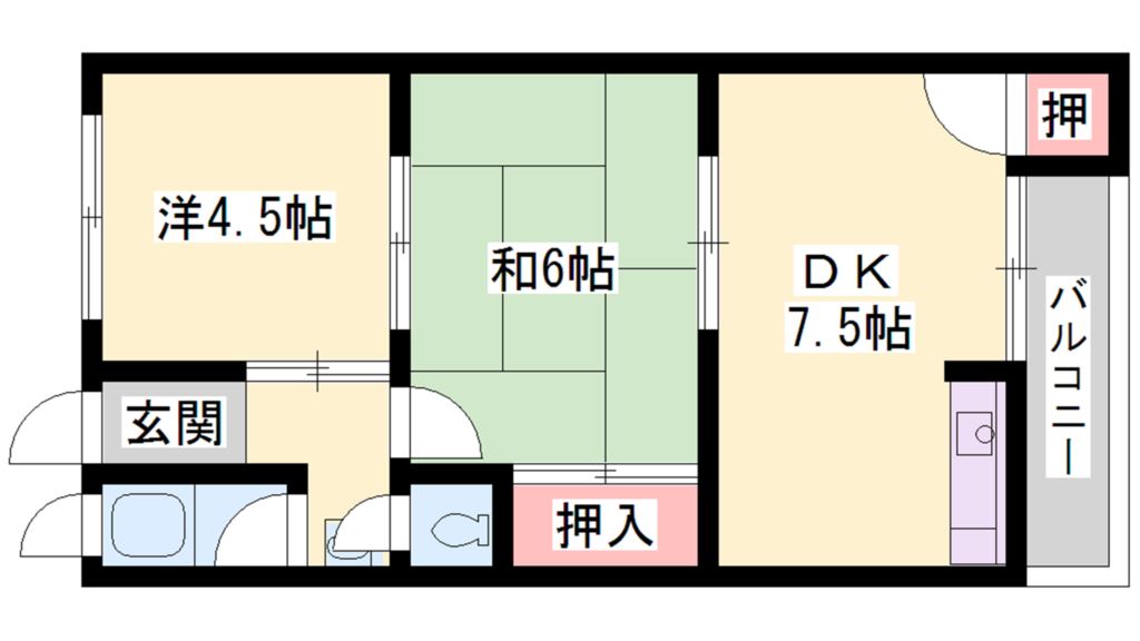 加古川市尾上町長田のアパートの間取り