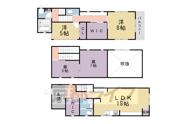 大文字町戸建の間取り