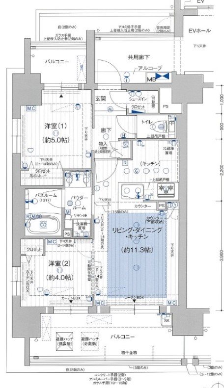 名古屋市中区栄のマンションの間取り