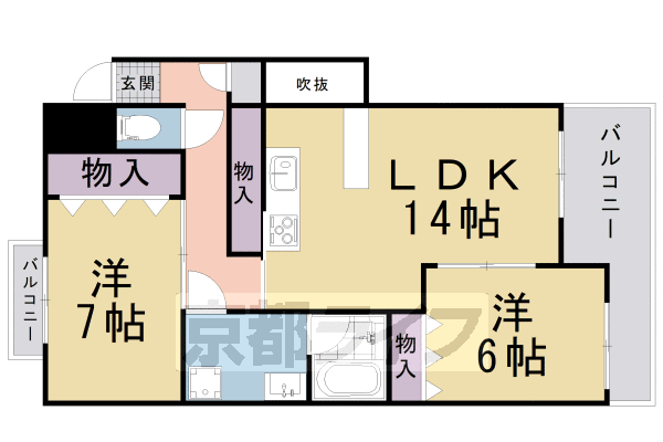 京都市上京区亀屋町のマンションの間取り