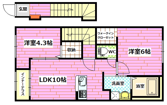 安芸郡府中町鶴江のアパートの間取り