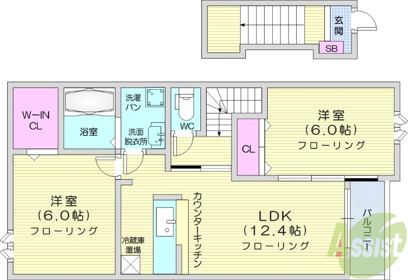 岩沼市吹上のアパートの間取り